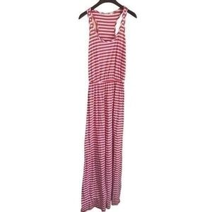 Michael Stars Womens The Original Tee Maxi Dress Red White One Size